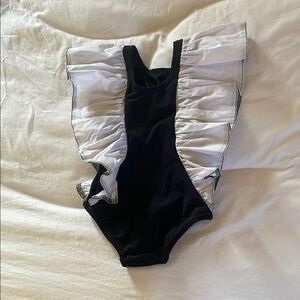 Baby Black and White Ruffled Swimsuit